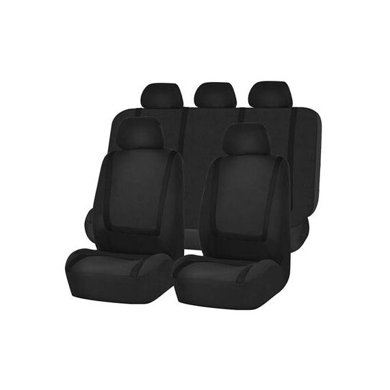 Coprisedile universale per auto Tessuto in poliestere Coprisedili per auto Coprisedili per auto Coprisedili per veicoli Accessori interni 9 pezzi Set nero