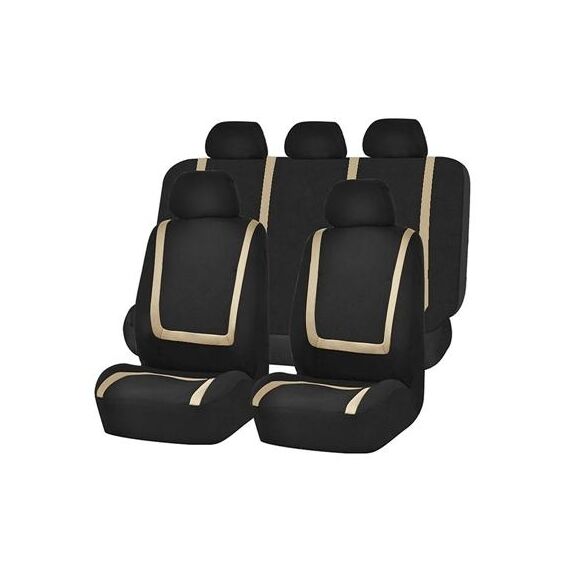 Coprisedile universale per auto Tessuto in poliestere Coprisedili per auto Coprisedili per auto Coprisedili per veicoli Accessori interni 9 pezzi Set Beige