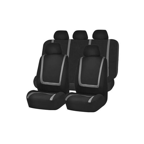 Coprisedile universale per auto Tessuto in poliestere Coprisedili per auto Coprisedili per auto Coprisedili per veicoli Accessori interni 9 pezzi Set Grigio