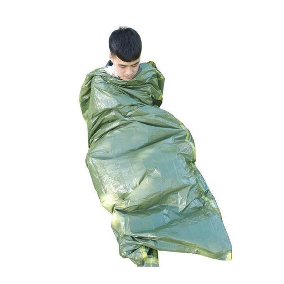 2 PCS Sacco a pelo in pe per esterni Soccorso in caso di calamità e prevenzione del freddo Isolamento termico e calore Sacco a pelo di emergenza (verde)