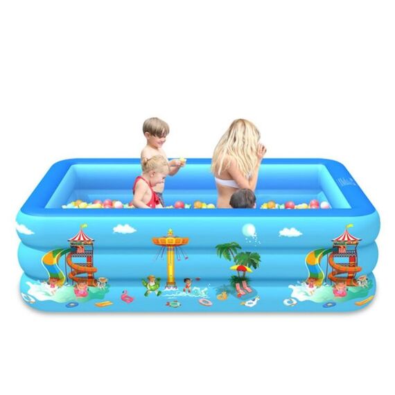 Piscina gonfiabile quadrata per bambini modello parco divertimenti per interni ed esterni, dimensioni: 130 x 85 x 50 cm