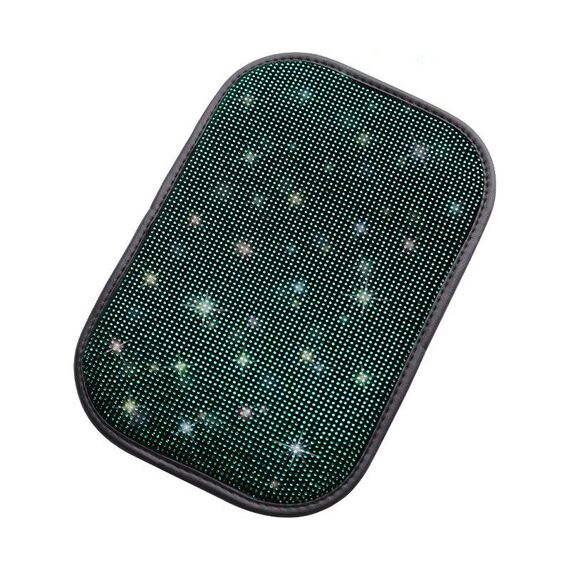 Cuscino per scatola bracciolo diamante per auto Decorazioni per auto personalizzate Sporcizia e antiscivolo (diamante verde nero)