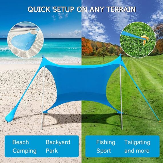 Tenda da campeggio e spiaggia dimensioni 210x160x150 cm blu cielo TBD0602354701A 6922621342247