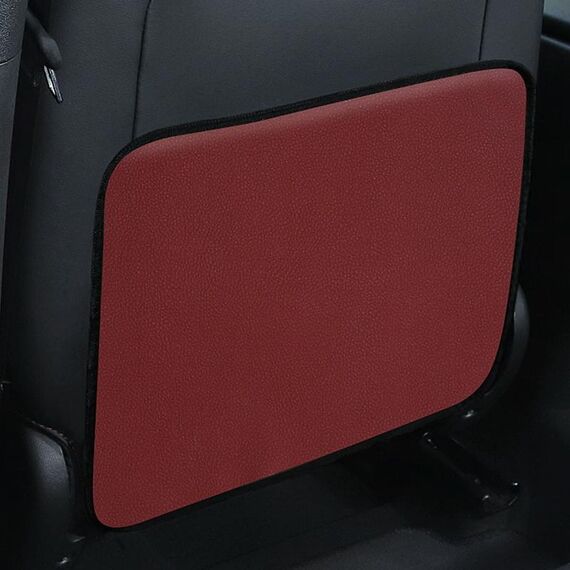 Schienale per seggiolino auto per bambini Cuscino anti-calcio Schienale Posteriore Anti-sporco Cuscinetto di protezione in pelle universale Borsa portaoggetti Versione mezza confezione (Vino rosso)