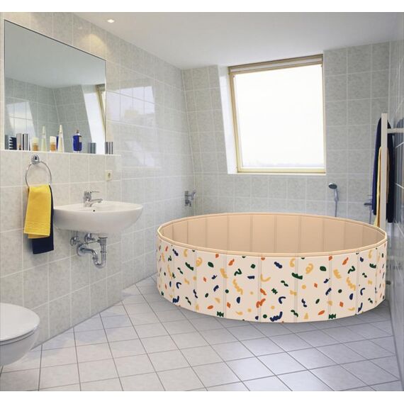120 x 30 cm Bambini Pieghevole Non C'è Bisogno di Gonfiare la Vasca da Bagno Giocando Casa Gioco Piscina di Palline di Sabbia (Beige)