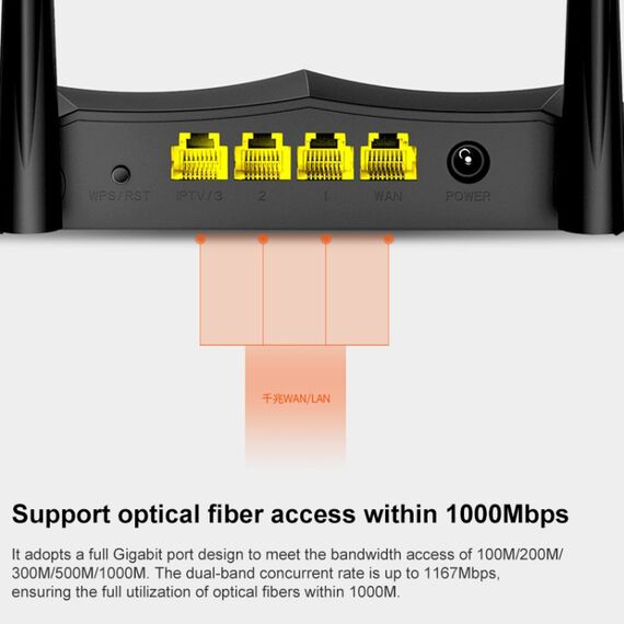Router wireless con porta Gigabit dual-band Tenda AC8 AC1200 da 2,4/5 GHz PC2575 6922065046875