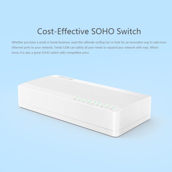 Switch di rete Fast Ethernet LAN HUB Tenda S108 8 porte 10 / 100Mbps PC5593 6922447176329
