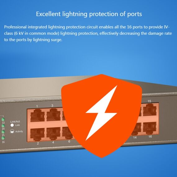 Switch Gigabit Ethernet Tenda TEG1016D 16 porte con protezione fulmini 6KV PC2597 6922375596039