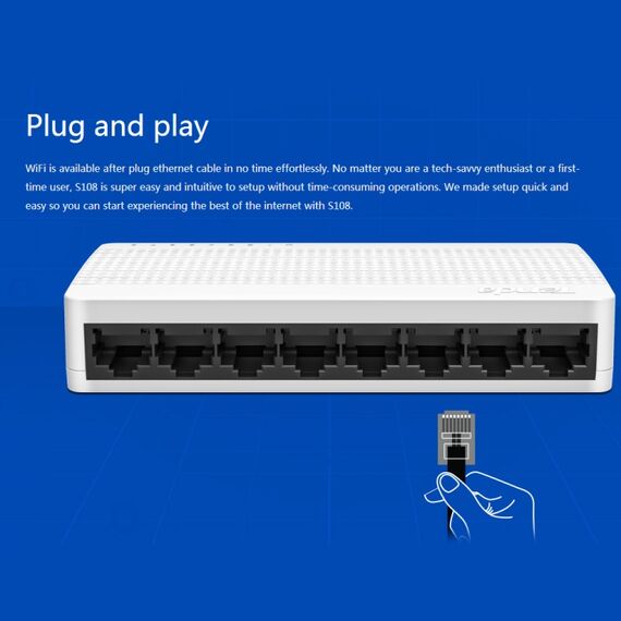 Switch di rete Fast Ethernet LAN HUB Tenda S108 8 porte 10 / 100Mbps PC5593 6922447176329