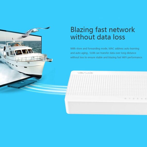 Switch di rete Fast Ethernet LAN HUB Tenda S108 8 porte 10 / 100Mbps PC5593 6922447176329