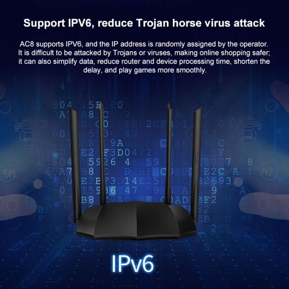 Router wireless con porta Gigabit dual-band Tenda AC8 AC1200 da 2,4/5 GHz PC2575 6922065046875
