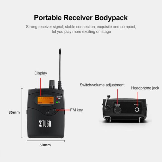 XTUGA IEM1200 – Sistema In-Ear Monitor Wireless UHF con 8 Bodypack CA8836EU 6922223454887