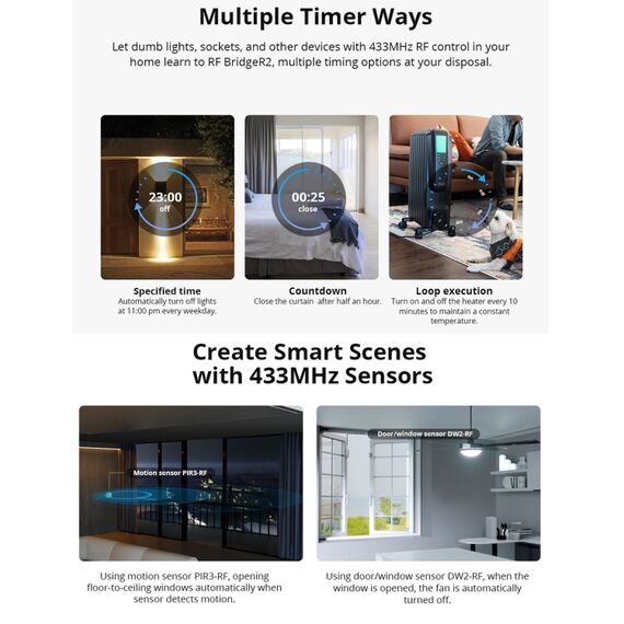 RF Ponte R2 433MHz Wifi Smart Home Security Sonoff comando a distanza bianco EDA002435001A 6922517294278