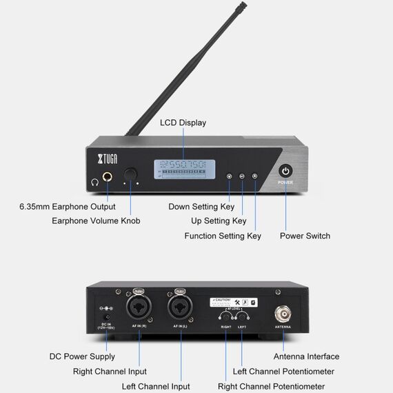 XTUGA IEM1100 – Sistema Wireless In-Ear Monitor con 1 Bodypack EDA005176401B 6922790774573