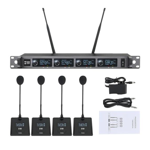 XTUGA A140-C – Sistema Microfonico Wireless UHF a 4 Canali con Microfoni da Conferenza   EDA005196701B 6922420335518