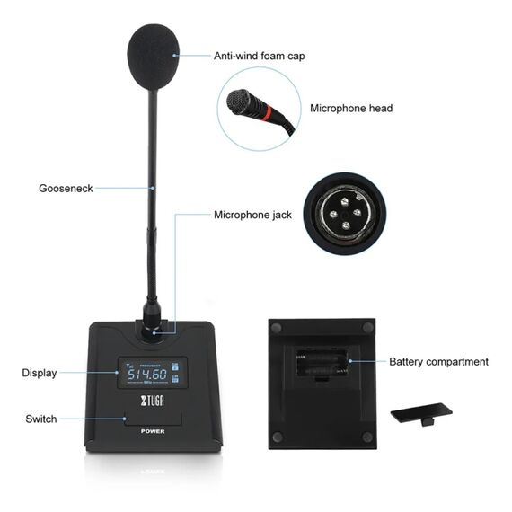 XTUGA A140-C – Sistema Microfonico Wireless UHF a 4 Canali con Microfoni da Conferenza   EDA005196701B 6922420335518
