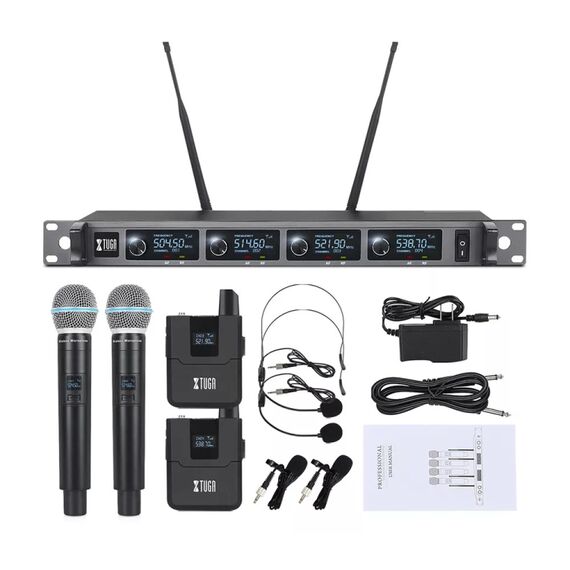 XTUGA A140-HB – Sistema Microfonico Wireless UHF a 4 Canali con Auricolari Lavalier EDA005198401B 6922120283547