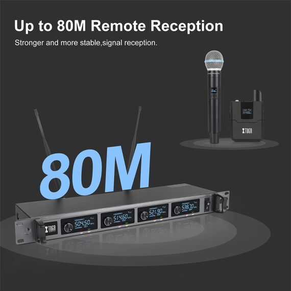 XTUGA A140-HB – Sistema Microfonico Wireless UHF a 4 Canali con Auricolari Lavalier EDA005198401B 6922120283547