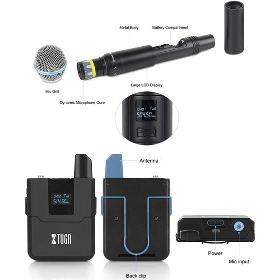 XTUGA A140-HB – Sistema Microfonico Wireless UHF a 4 Canali con Auricolari Lavalier EDA005198401B 6922120283547