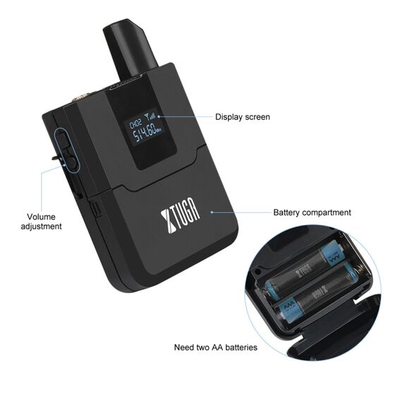 XTUGA A140-HB – Sistema Microfonico Wireless UHF a 4 Canali con Auricolari Lavalier EDA005198401B 6922120283547
