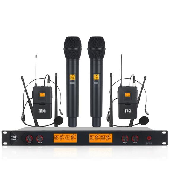 XTUGA A400-HB – Sistema Microfonico Wireless UHF a 4 Canali con 2 Palmari e 2 Cuffia EDA005201901B 6922357434909