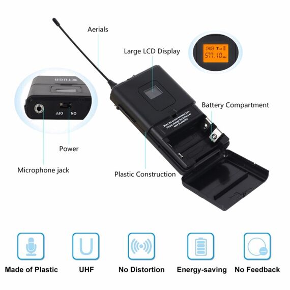XTUGA A400-HB – Sistema Microfonico Wireless UHF a 4 Canali con 2 Palmari e 2 Cuffia EDA005201901B 6922357434909