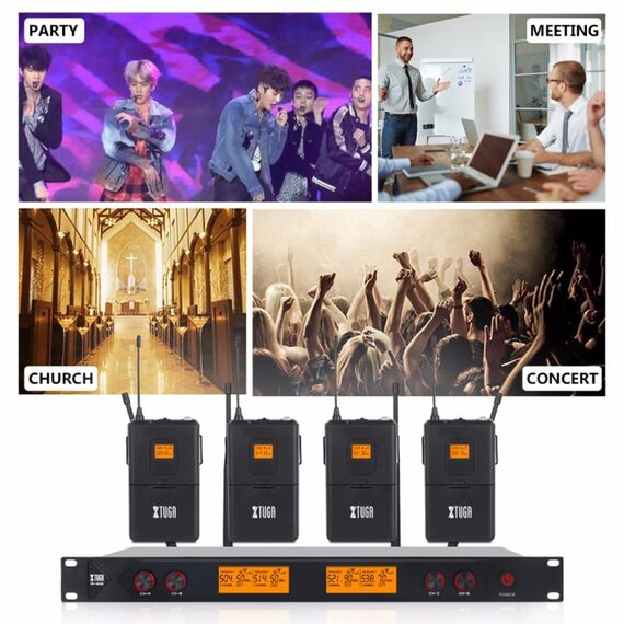 XTUGA A400-HB – Sistema Microfonico Wireless UHF a 4 Canali con 2 Palmari e 2 Cuffia EDA005201901B 6922357434909