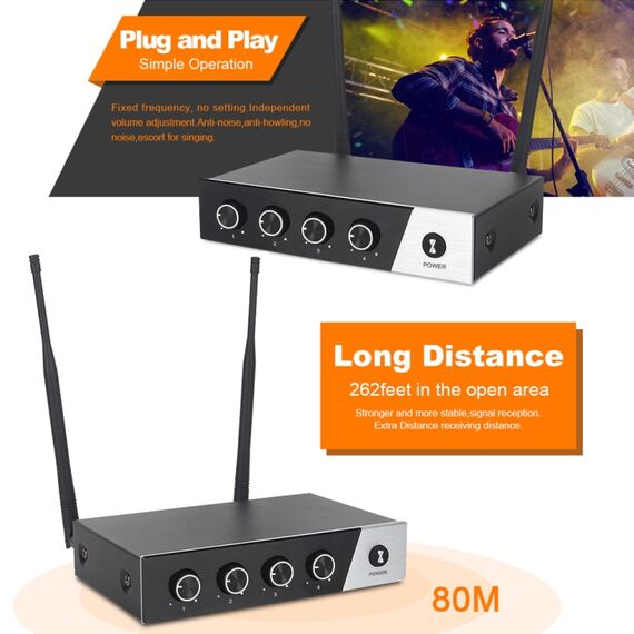 XTUGA S400 – Sistema Microfonico Wireless UHF a 4 Canali con 4 Microfoni Palmari  EDA005204901B 6922189124484