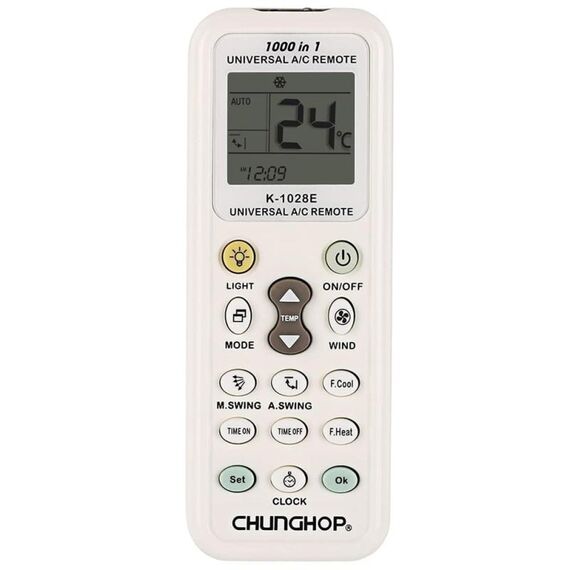 Chunghop K-1028E Telecomando universale A / C 1000 in 1 con torcia (bianco)