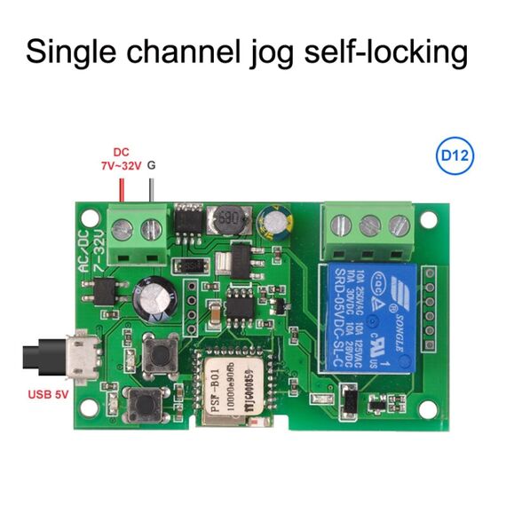 Modulo Relè WiFi 5V–12V Controllo Remoto tramite App Sonoff TBD0603421902