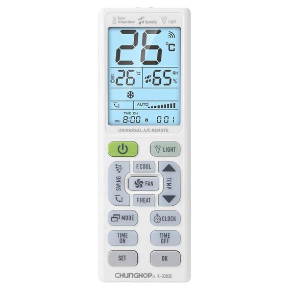 Telecomando universale per condizionatore d'aria CHUNGHOP K-3302E con torcia e retroilluminazione LCD
