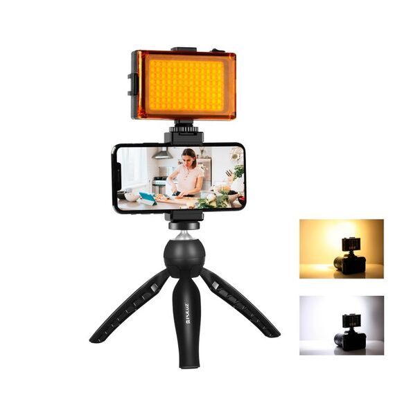 Pulluz Live Broadcast Smartphone Voto Vlogger Kit Vlogger con luce LED + Treppiede Mount + supporto per morsetto telefonico (nero)