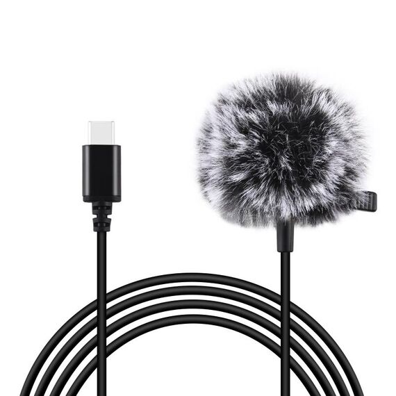 Microfono per registrazione a condensatore cablato lavalier PULUZ da 1,5 m USB-C / tipo C