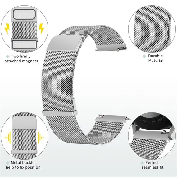 Cinturino Milano con doppia maglia magnetica in acciaio per Huawei Watch GT3 Pro 46mm Argento SYA002330305A 6922699005834
