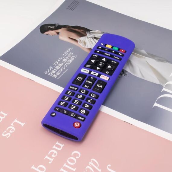 Custodia protettiva in silicone per telecomando Y14 con cordino per LG AKB75095307/74915305/75375604 (blu)