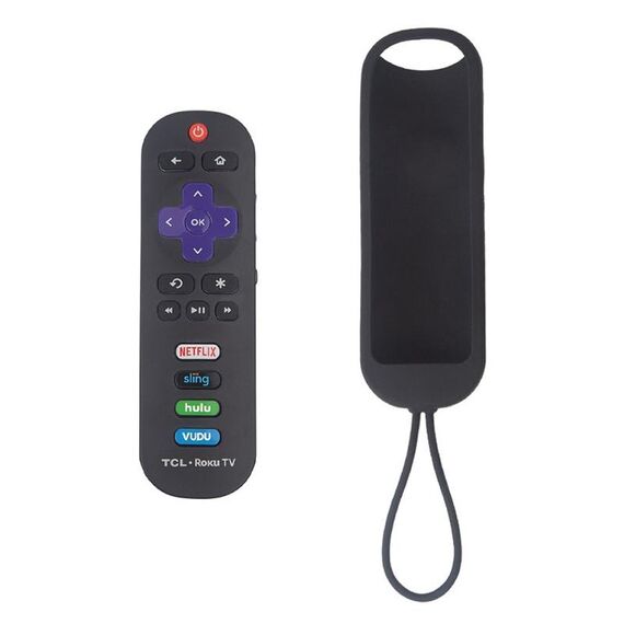 Per TCL Roku RC280/RC282 Custodia in silicone per telecomando ovale da 2 pezzi (nera)