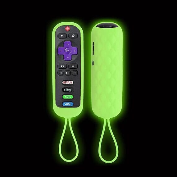 Per TCL Roku RC280/RC282 Custodia in silicone per telecomando ovale da 2 pezzi (verde luminoso)
