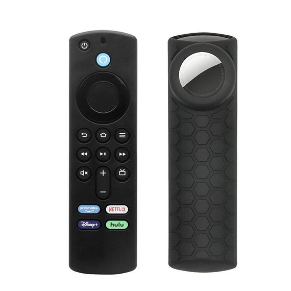 Custodia per telecomando 2 pezzi per Amazon Fire TV Stick 2021 ALEXA 3a generazione con supporto Airtag (nero)
