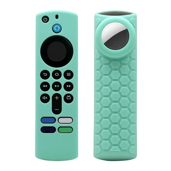 Custodia per telecomando 2 pezzi per Amazon Fire TV Stick 2021 ALEXA 3a generazione con supporto Airtag (verde menta)