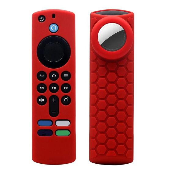 Custodia per telecomando 2 pezzi per Amazon Fire TV Stick 2021 ALEXA 3a generazione con supporto Airtag (rosso)