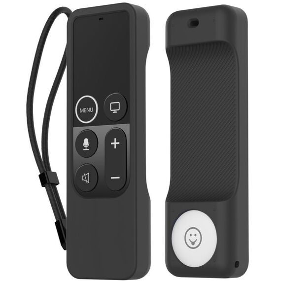 Per Apple TV Siri Remote 1+AirTag AhaStyle PT157 Tracker telecomando 2 in 1 Custodia protettiva in silicone (Nero)