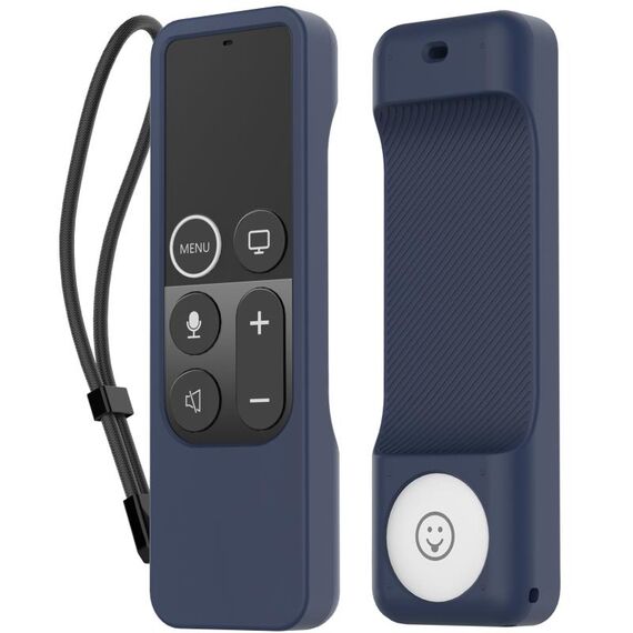 Per Apple TV Siri Remote 1+AirTag AhaStyle PT157 Tracker telecomando 2 in 1 Custodia protettiva in silicone (blu notte)