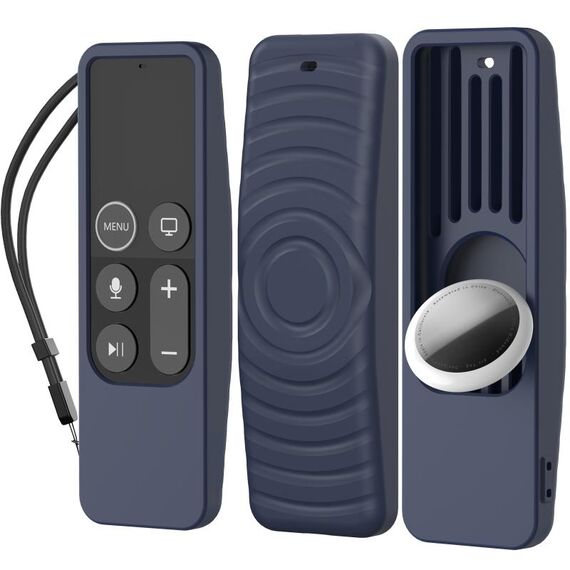 Per Apple TV HD / 4K+AirTag AhaStyle PT175 Tracker telecomando 2 in 1 Custodia protettiva in silicone (blu)