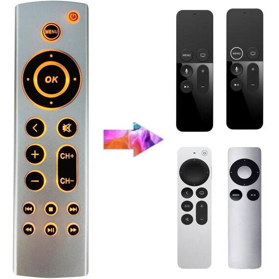 Per Apple TV Telecomando 4K / HD A2169 A1842 A1625 Stile retroilluminazione senza voce