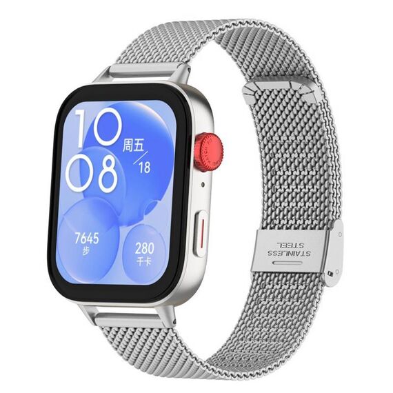 Cinturino per Huawei Watch Fit3 / Fit4 / Fit4 Pro xDfind con fibbia in metallo milanese (argento)