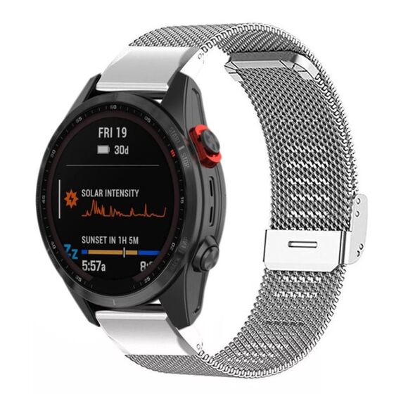 Cinturino per orologio con fibbia in metallo Milanese xDfind per Garmin Fenix ​​8/7X/6X/5X da 26 mm (argento)