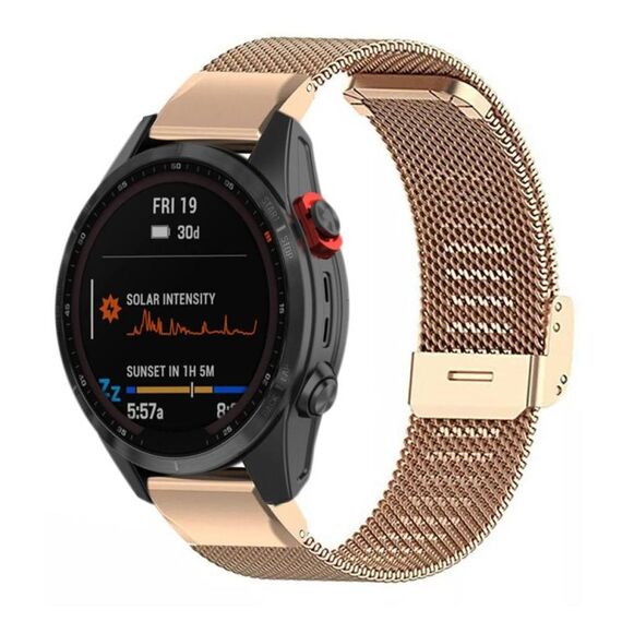Cinturino per orologio con fibbia in metallo Milanese xDfind per Garmin Fenix ​​8/7X/6X/5X da 26 mm (oro rosa)