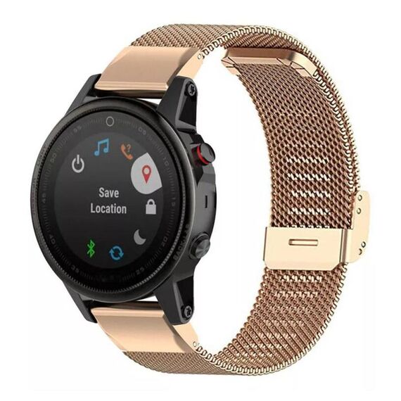 Cinturino per orologio con fibbia in metallo milanese xDfind per Garmin Fenix ​​8/7/6/5 da 22 mm (oro rosa)
