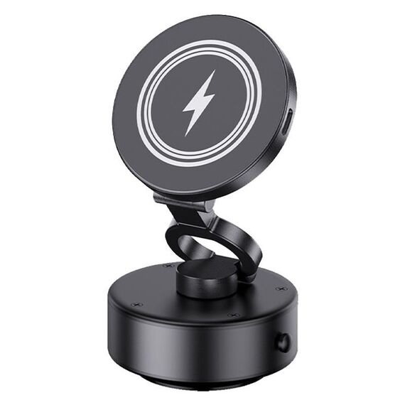 Supporto per telefono con ricarica wireless per auto con assorbimento elettrico del vuoto D1 da 15 W (nero)