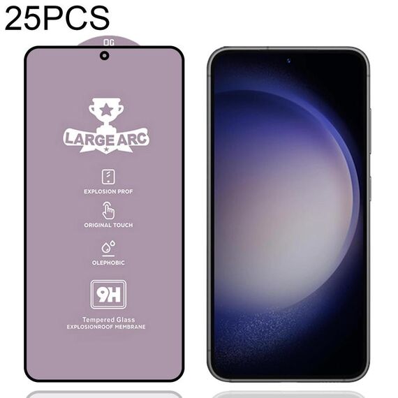 Per Samsung Galaxy S23+ 5G, 25 pellicole in vetro temperato ad arco largo in alluminio 9H 0,18 mm, supporto per sblocco con impronta digitale